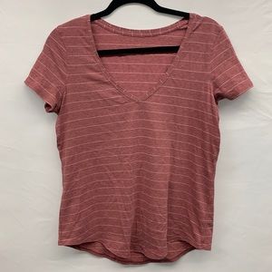 Lululemon Pink & White Stripe Athletic Shirt Top